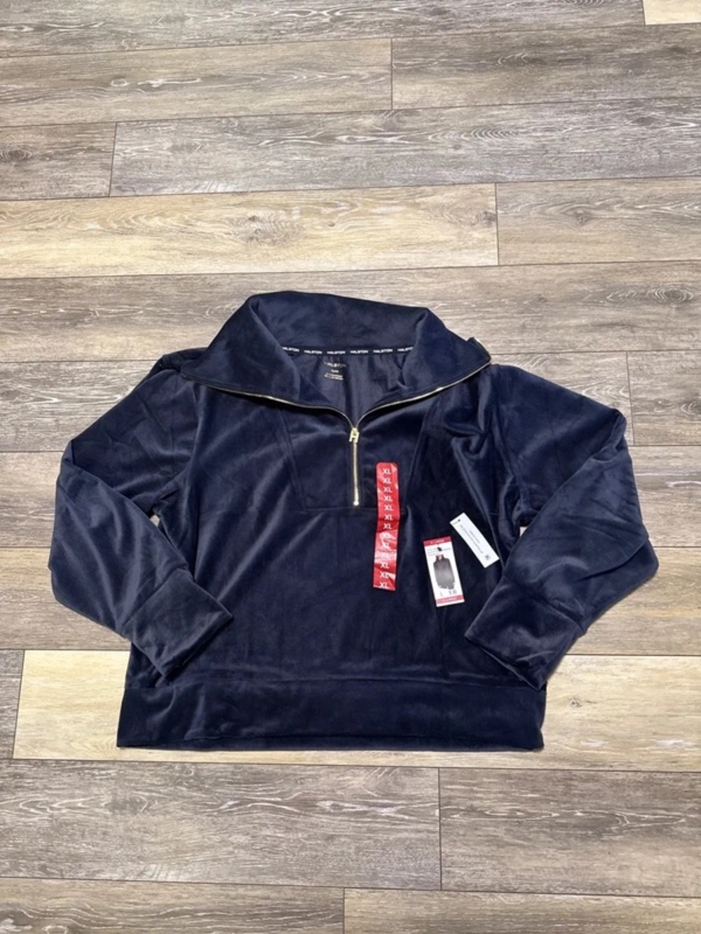 Echo Navy Velour Zip Jacket with Gold Hardware